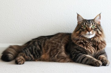Maine Coon Cat Lying Down on Carpet