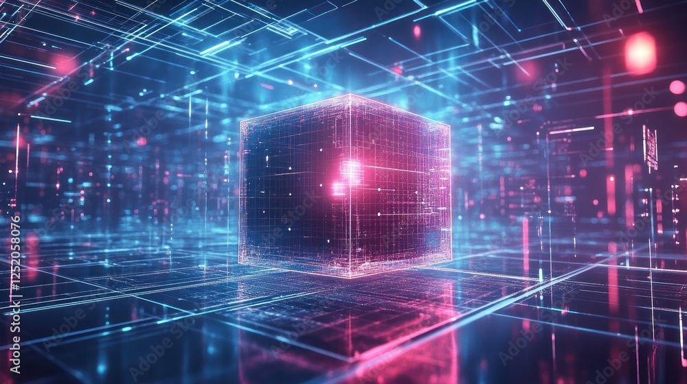 Poster digital cube network space