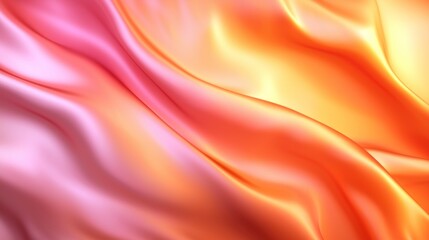 Fototapeta premium Abstract wave of silky fabric in vibrant pink and orange hues, creating a soft texture