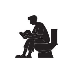 Man on toilet reading book silhouette sign