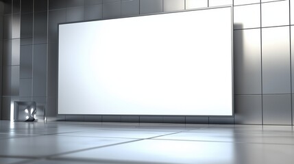 Fototapeta premium Blank Illuminated Billboard in a Modern Gray Interior