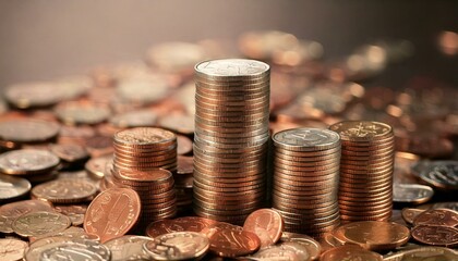 積み重なる硬貨の山 - 貯蓄と投資の象徴