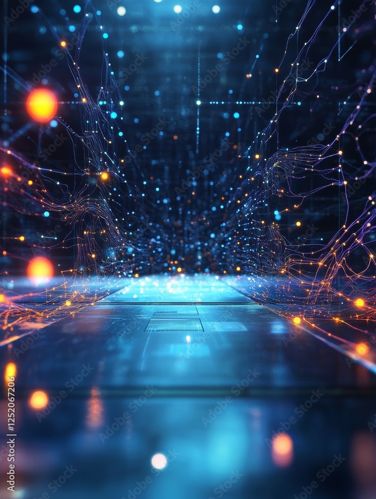 Poster this vibrant digital backdrop is ideal for showcasing a wide array of advanced technologies, includi