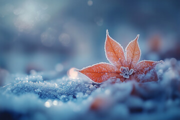 autumn leaves in the snow