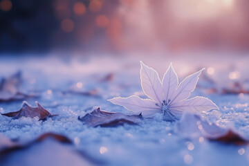 purple flower on snow
