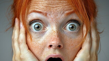 Astonished Redhead Woman: A Close-Up Portrait