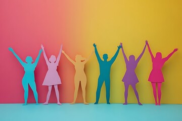 Colorful Paper People Group Standing Together