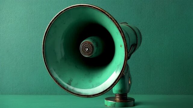 Vintage Green Megaphone for Effective Communication and Announcements