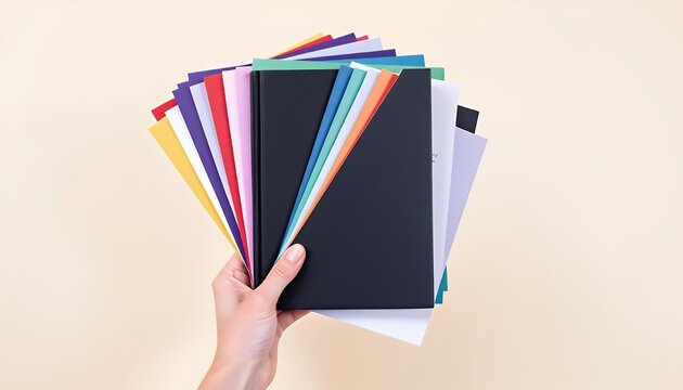 Holding Variety of Colorful Notebooks and Papers for Design Options