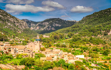 valley of Mallorca with Valdemossa town, Spain