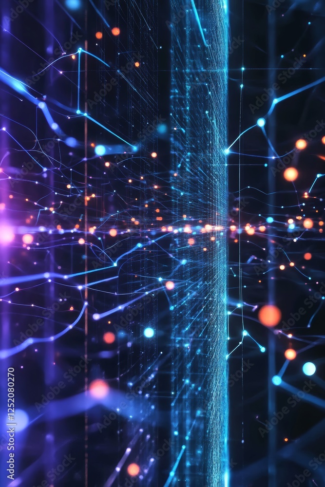 Aufkleber this vibrant digital background features intricate neural networks and advanced ai technology, perfe