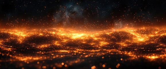 Fototapeta premium Glowing Ember Waves Across Night Sky