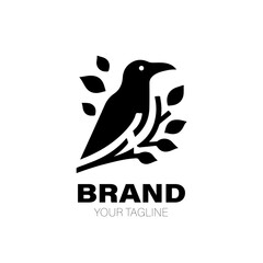 Fototapeta premium Crow Logo. Crow Logo Design. Crow Logo Brand. Crow Logo Vector Design Isolated on White Background