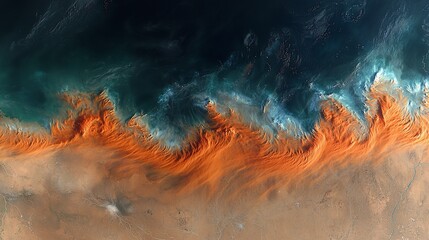 Aerial view of desert landscape, vibrant colors, earth textures, possible use for nature photography