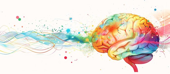 a colorful brain with paint splashes coming out of it
