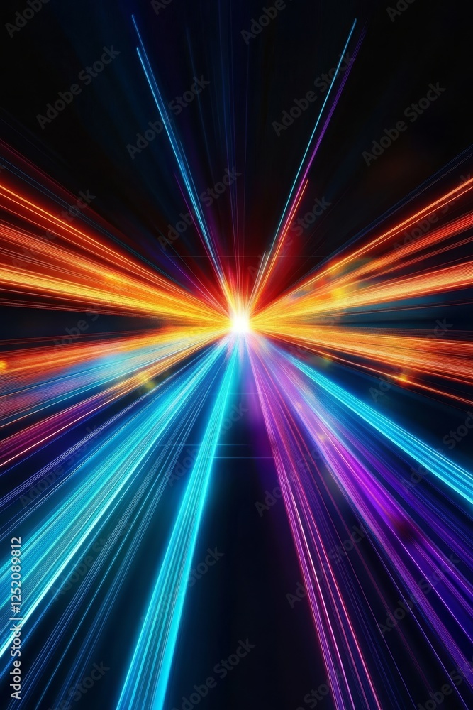 Aufkleber an abstract digital art piece that features vibrant and colorful streaks of light converging beautif