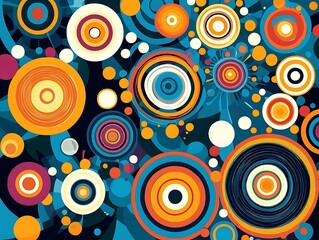 Fototapeta premium Bright geometric circles and lines forming a hub for creative ideas