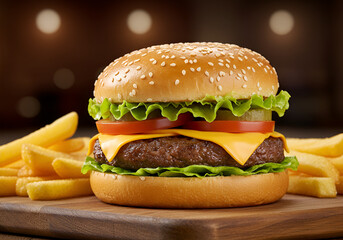 Hambúrguer X-Salada Gourmet com Queijo Derretido e Vegetais Frescos