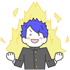 やる気で気がほとばしる男子生徒・学生