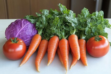 Fresh Vegetables Display On Counter