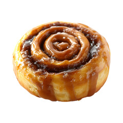 Caramelized Cinnamon Rolls Glazed Donut Isolated on Transparent Background