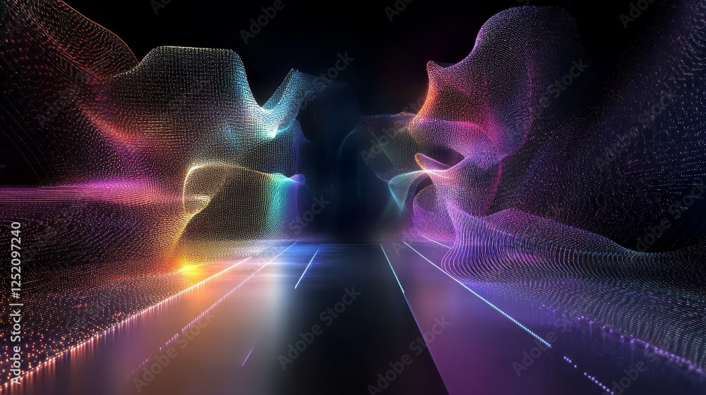 Poster an eyecatching and vibrant digital background that prominently showcases themes related to technolog