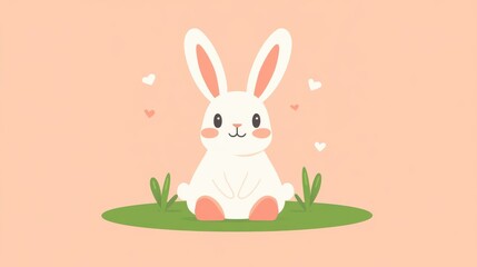 Obraz premium Bright, playful cartoon rabbit illustration featuring modern textures and a fun, whimsical design. Perfect for kids