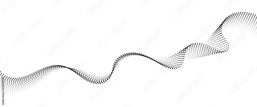 Poster flowing dot wave halftone gradient pattern on transparent background