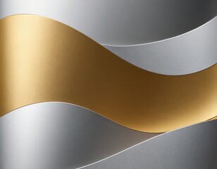 Abstract composition of silver and gold curved lines creating a sense of elegance and modernity.