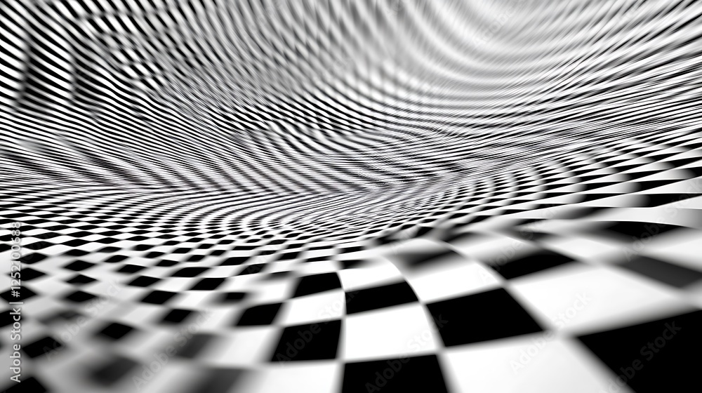 Wall mural a hypnotic grid of lines that form an optical effect of spinning, creating a dizzying effect.