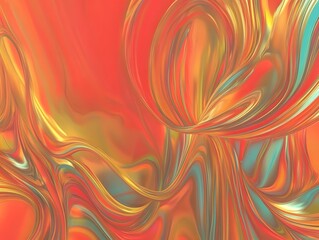 Liquid Fire: An abstract masterpiece of swirling, flowing colors, capturing the essence of liquid gold and fire. Hues of fiery orange, shimmering gold.
