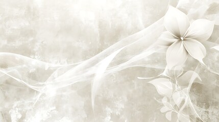 Elegant White Flowers and Flowing Fabric Design