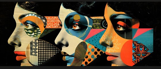 a woman's face with different colors