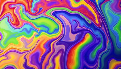 Colorful Swirling Liquid Abstract Art with Vibrant Rainbow Marble Texture