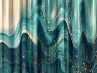 Liquid Gold and Teal Abstract: A mesmerizing swirl of teal and gold hues creates a captivating...