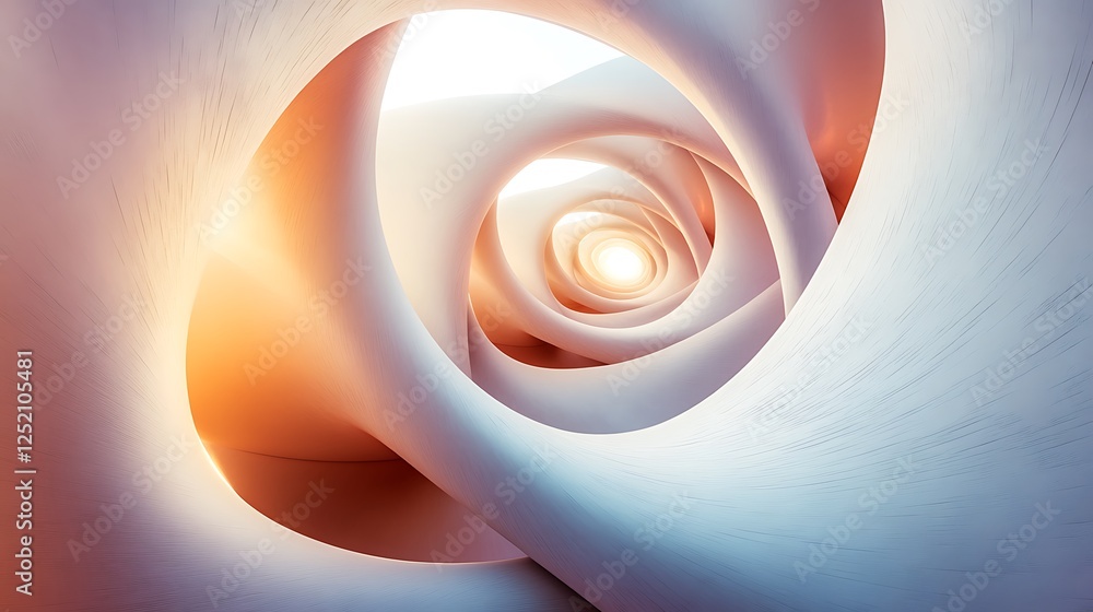 Wall mural a series of concentric shapes that appear to stretch and bend in impossible directions.