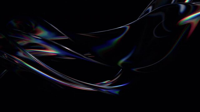 Abstract animation, colorful wavy shape on black background, 4k looping video, 3d render
