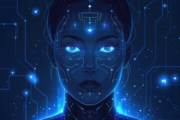 Futuristic Artificial Intelligence Concept with Digital Human Brain and Neural Network