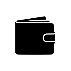 Closed Wallet Icon: A simple, bold black icon depicting a closed wallet, symbolizing finance, savings, or security.  Suitable for websites, apps, and presentations. 