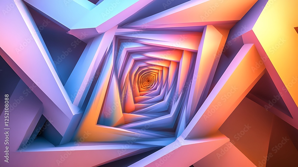 Wall mural a set of concentric triangles that expand and contract, creating a hypnotic optical illusion.