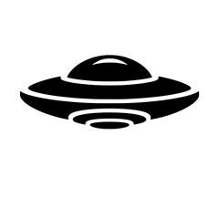 UFO Icon: A simple yet striking black and white silhouette of a classic UFO, capturing the mystery and intrigue of extraterrestrial encounters.