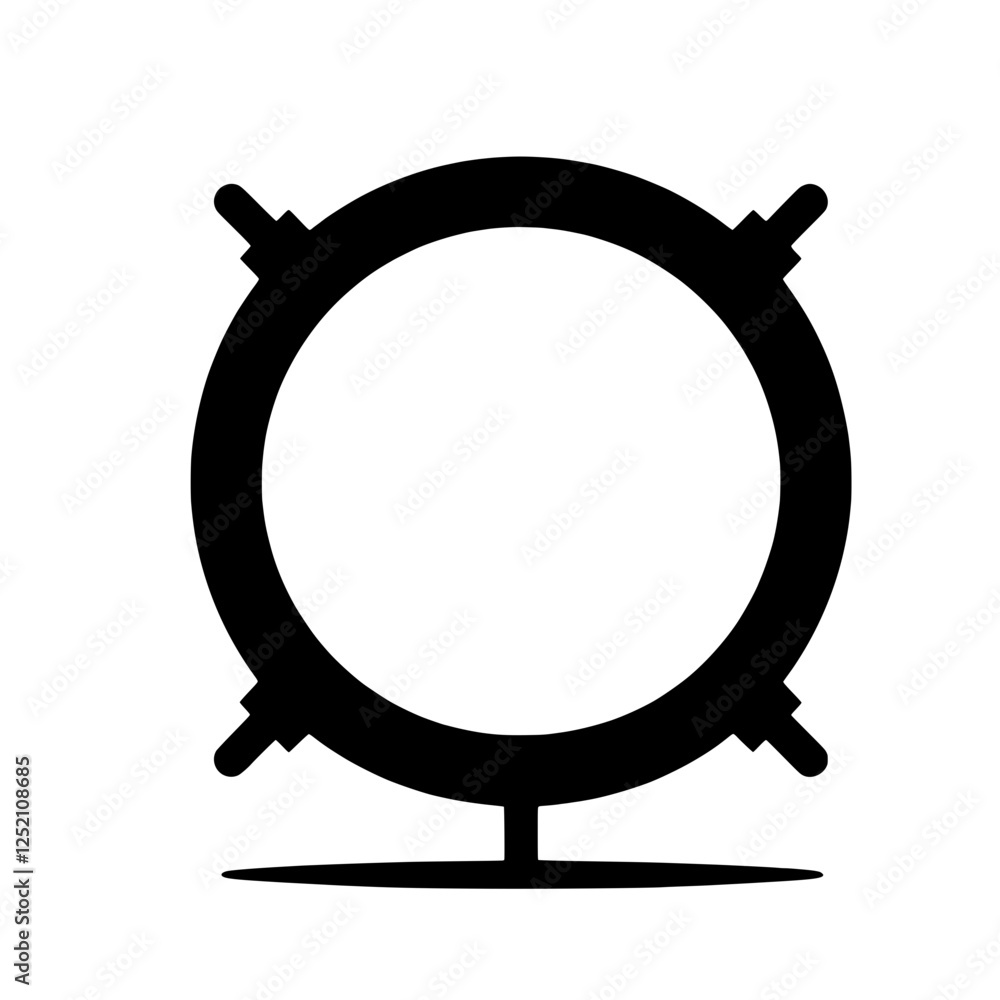 Poster circular abstract design: a minimalist graphic design featuring a bold circular element with four su