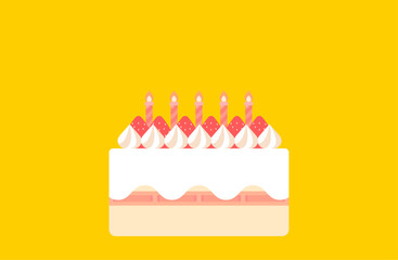 ショートケーキのベクターイラスト ホールケーキ 誕生日 パーティー お祝い プレゼント 記念日