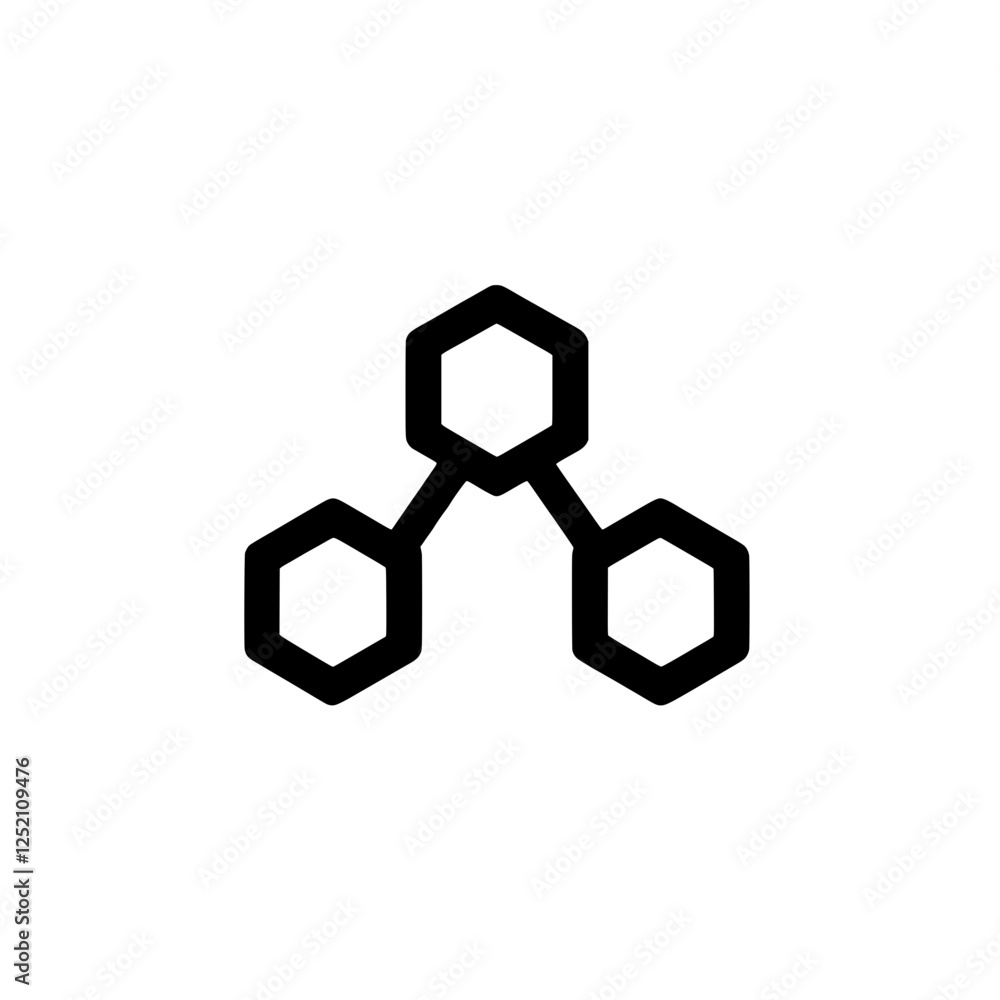 Poster interconnected hexagons: a minimalist design featuring three interconnected hexagons, symbolizing ne
