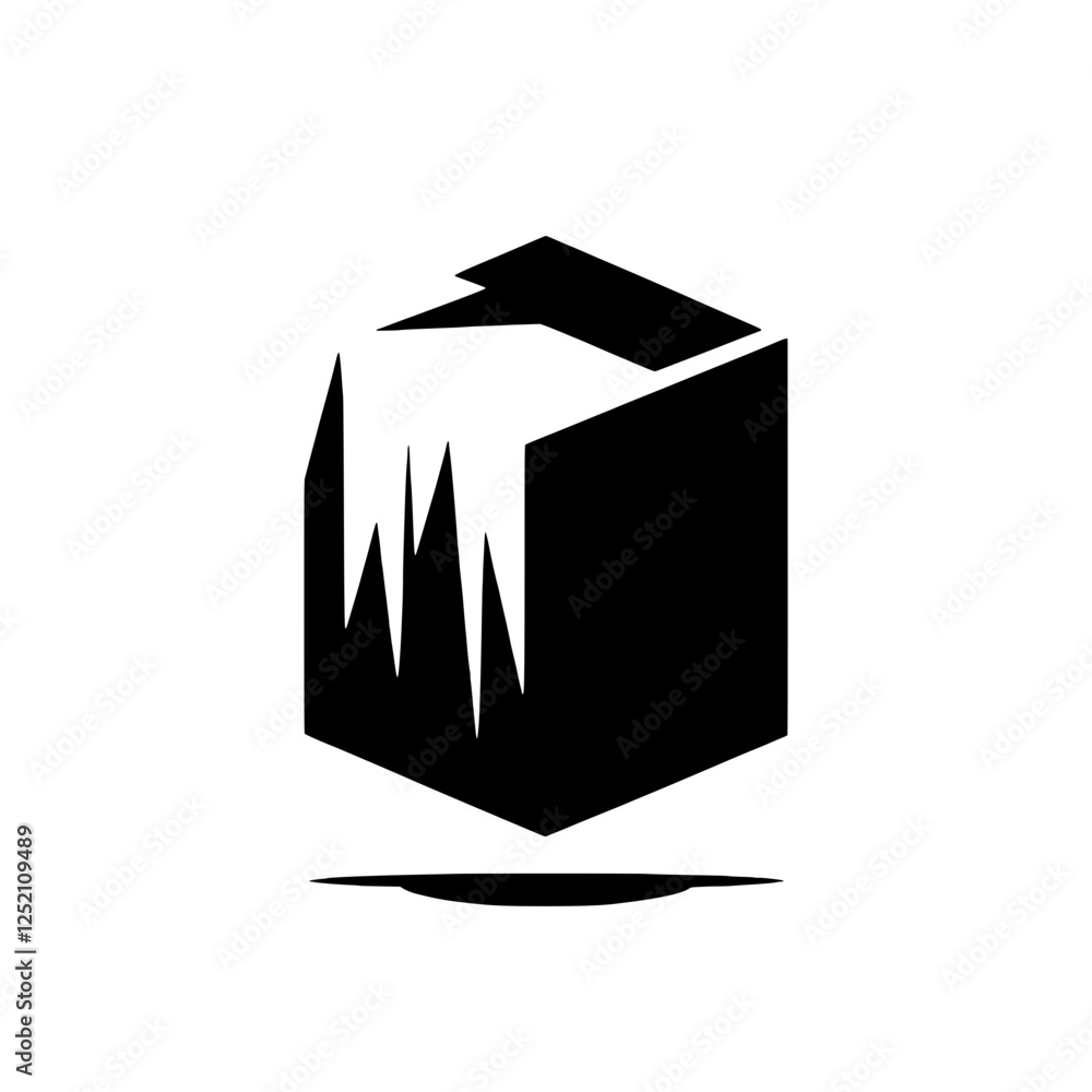 Poster abstract box icon: a black abstract box icon, representing mystery and intrigue. the minimalist desi