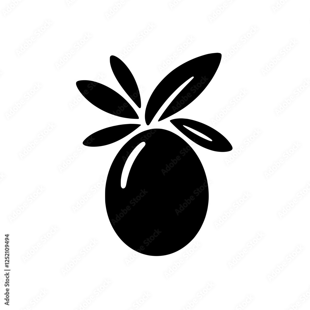 Poster olive branch icon: a simple yet elegant icon depicting a single olive with leaves, symbolizing peace