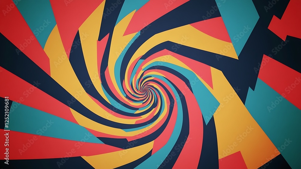 Wall mural a swirling geometric pattern with alternating colors creating a vibrant optical illusion effect.