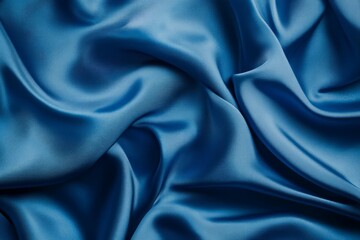 Obraz premium Luxurious blue silk fabric with flowing waves. AI generated