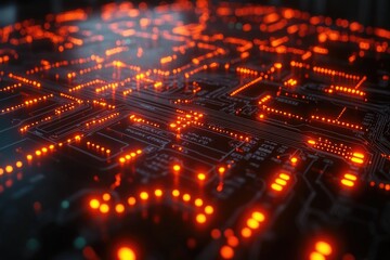 Circuit Board Glows Bright Orange