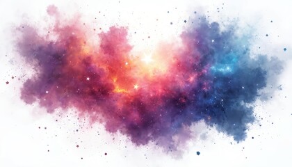 Fototapeta premium Illustration of colorful nebula with stars in amazing outer space on transparent background. Cosmo galaxy cosmic radiant lunar solar stardust comet meteor sparkle background.